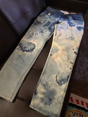 Tailor Vintage Light Blue Tie-Dye Slim Straight Jeans